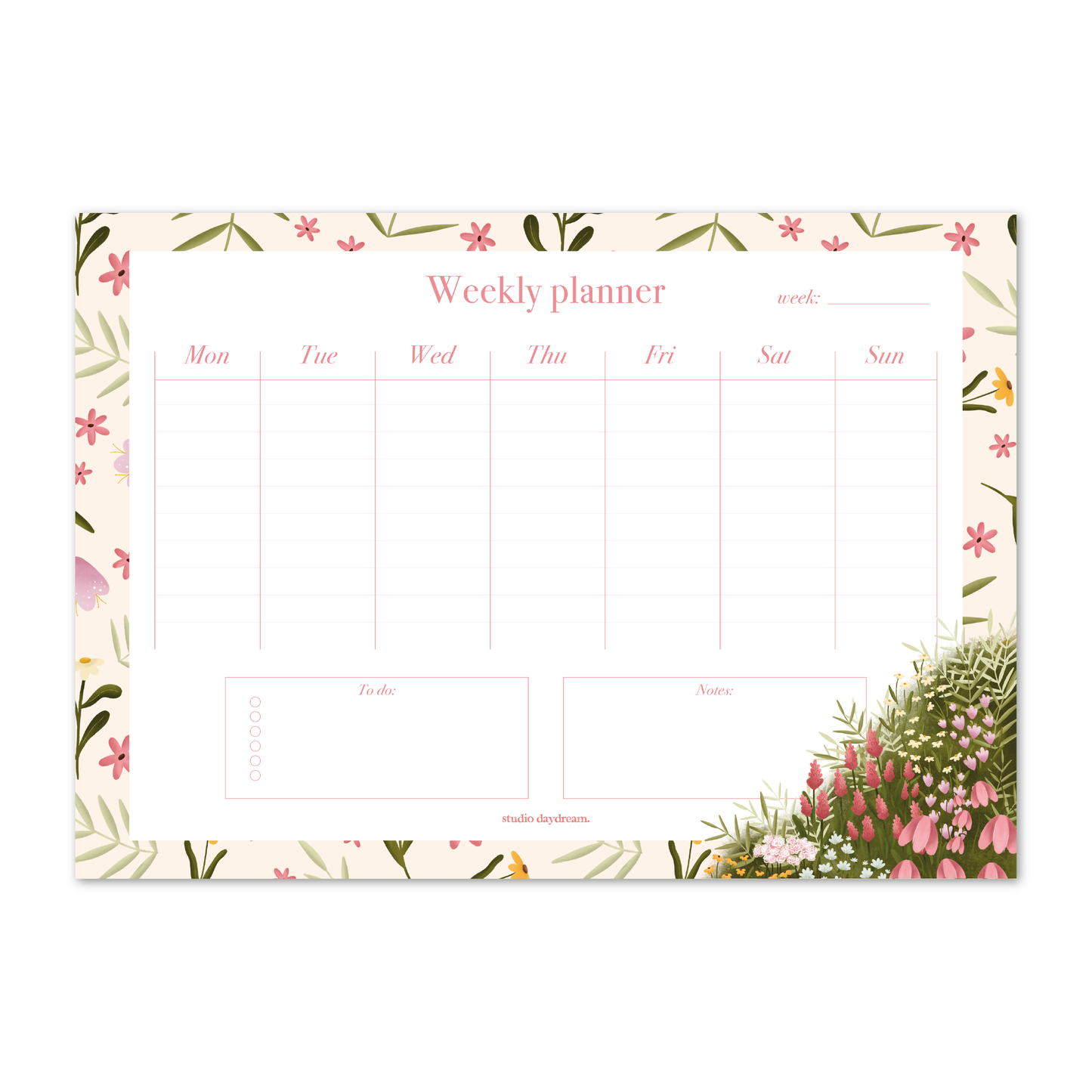 Weekly Planner A4 | Colorful Blossom Beige