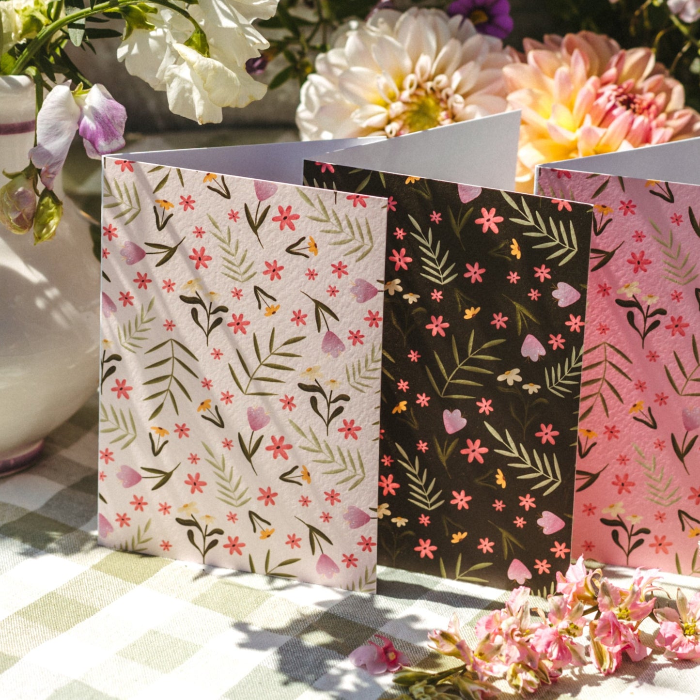 Greeting card with envelope | Colorful Blossom Green