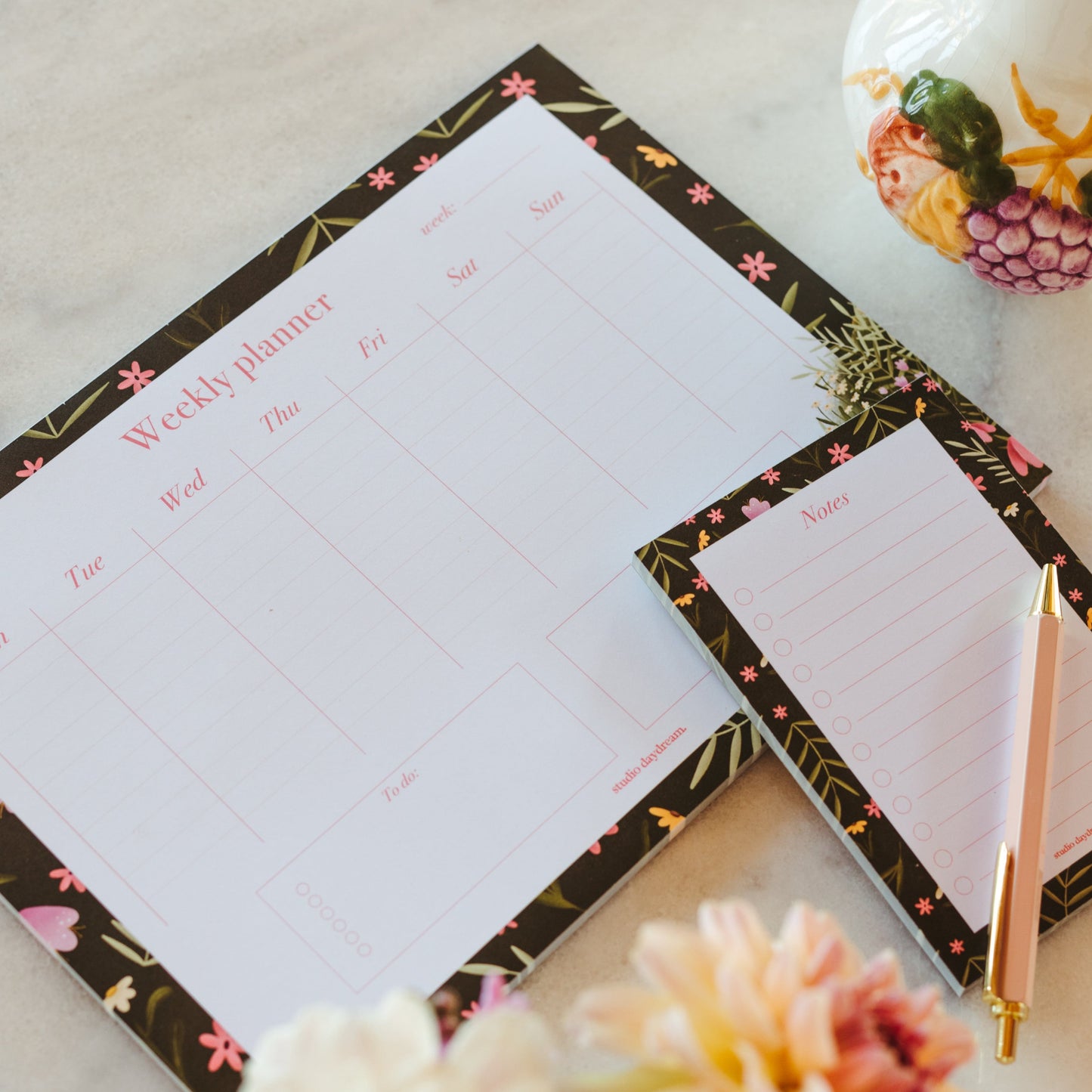 Weekly Planner A4 | Colorful Blossom Green