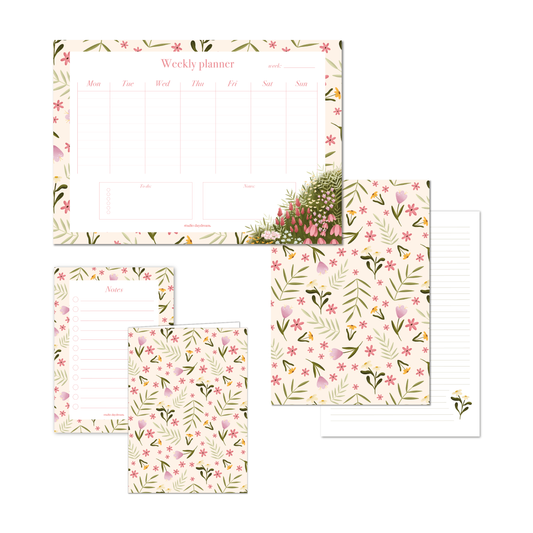 Stationery Set | Colourful Blossom Beige