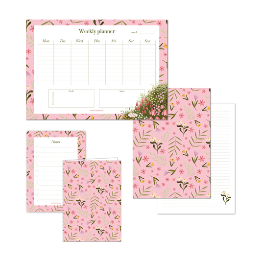 Stationery Set | Colourful Blossom Roze