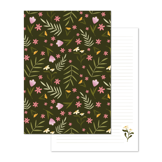 Notebook Ruled A5 | Colorful Blossom Green