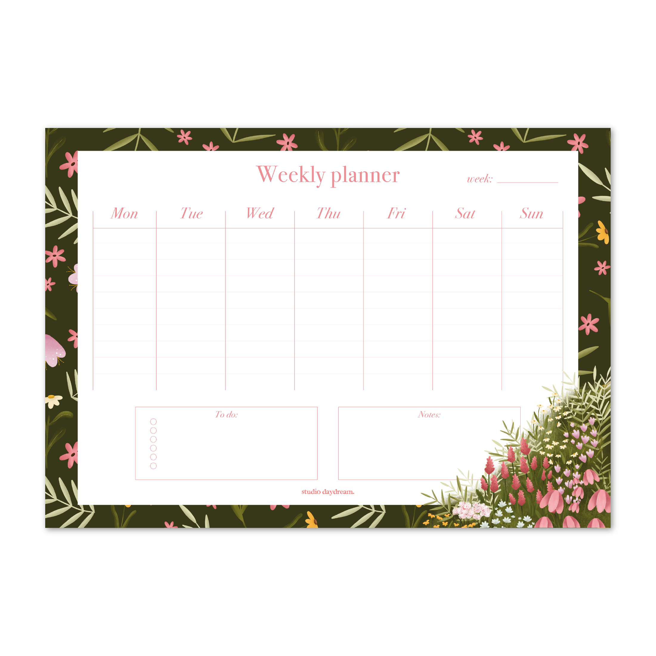 Weekly Planner A4 | Colourful Blossom Groen