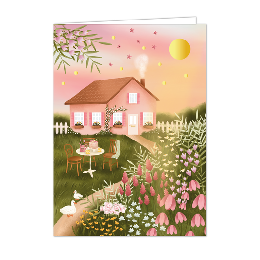 Wenskaart met envelop | Cottage Garden Deluxe goudfolie