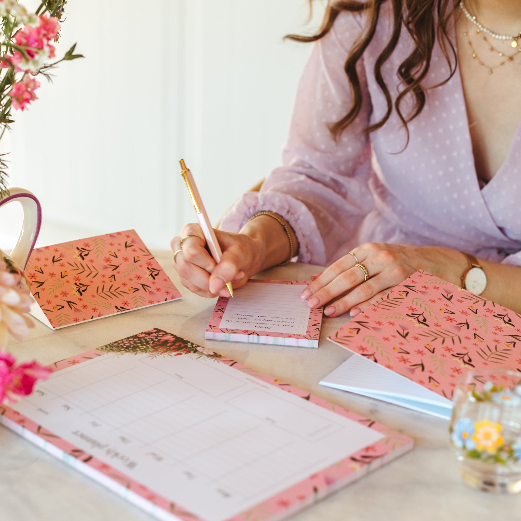 Stationery Set | Colourful Blossom Roze