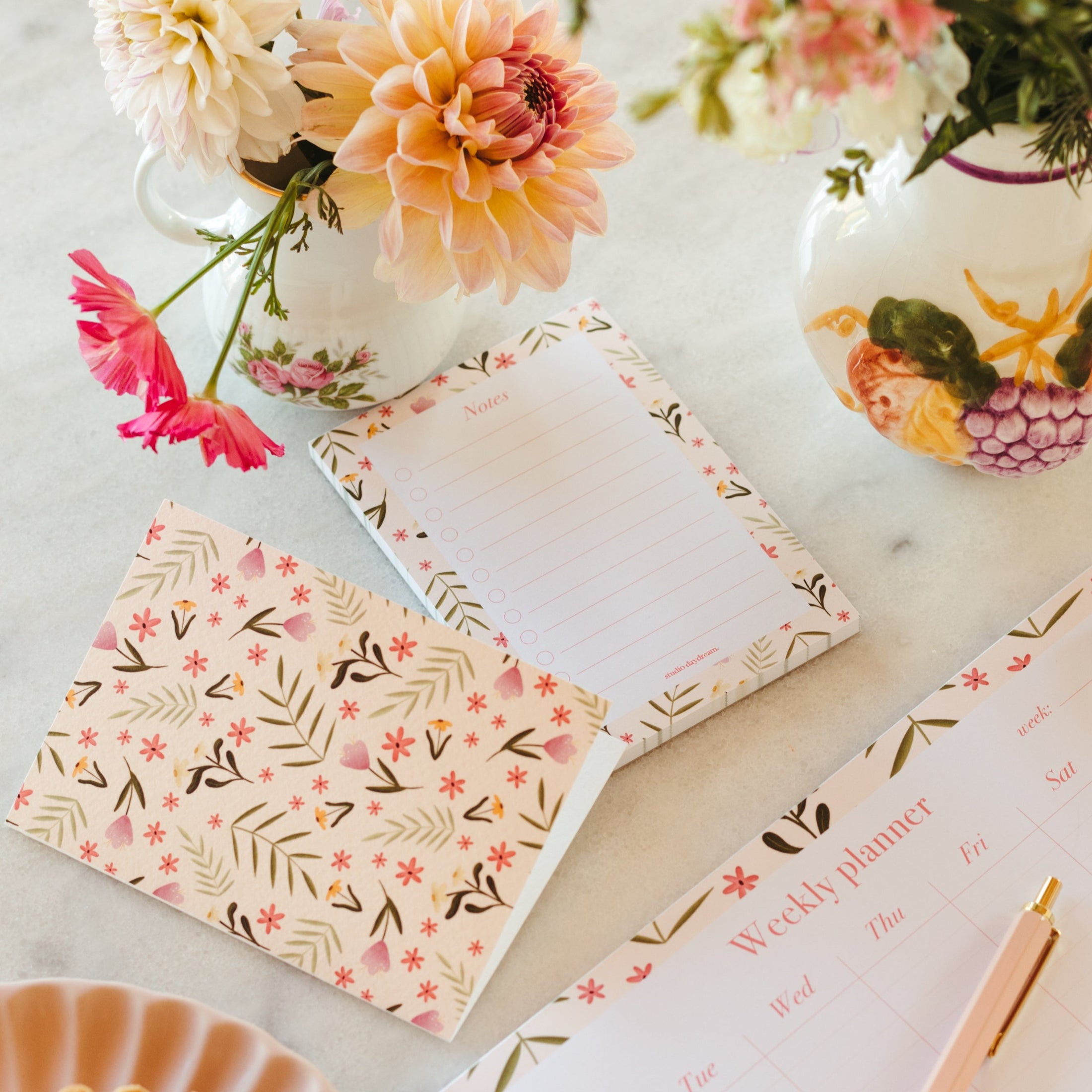 Notitieblok A6 | Colourful Blossom Beige