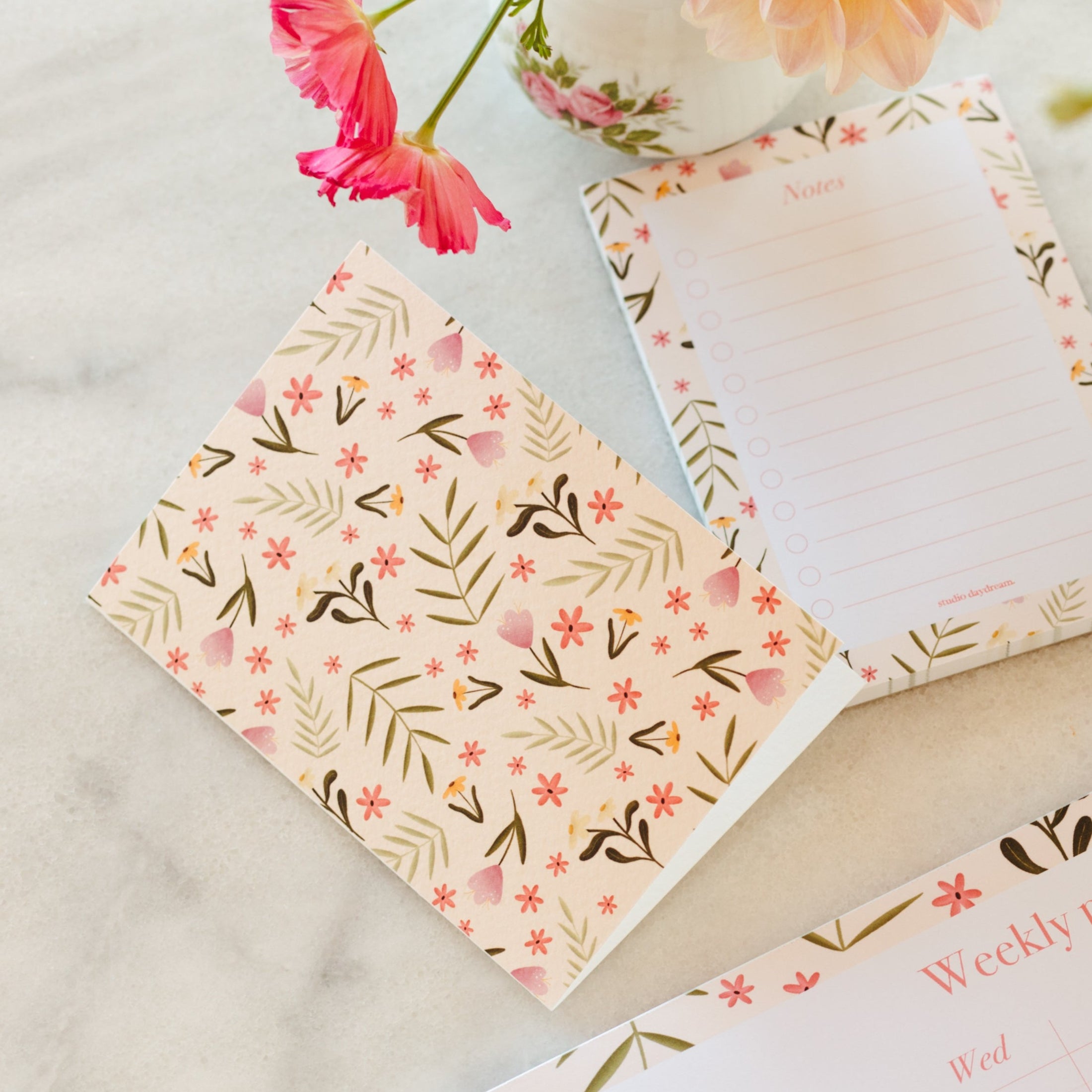 Wenskaart met envelop | Colourful Blossom Beige